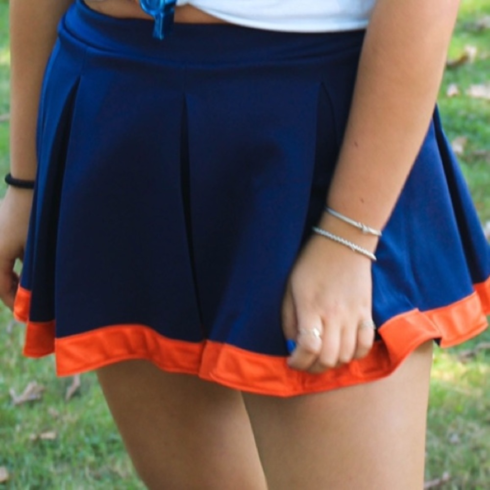 navy and orange hype and vice cheerleader skirt